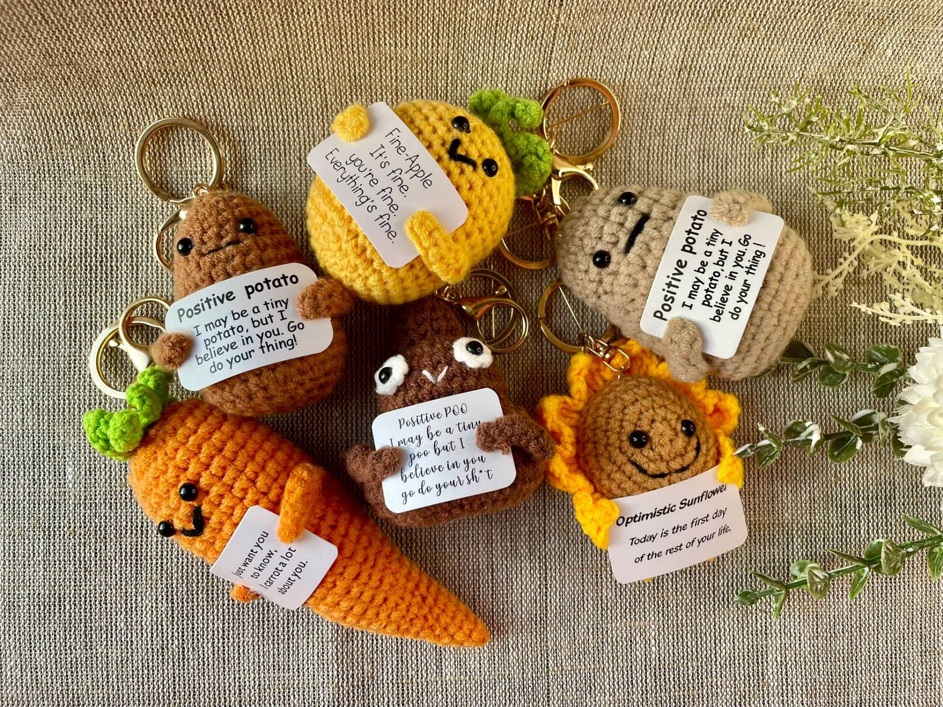 Schlüsselanhänger - Positive Potato Glückliche Kartoffel Dein Glücksbringer Für Gute Laune Geschenkidee Besondere Geschenke von ViolartDE