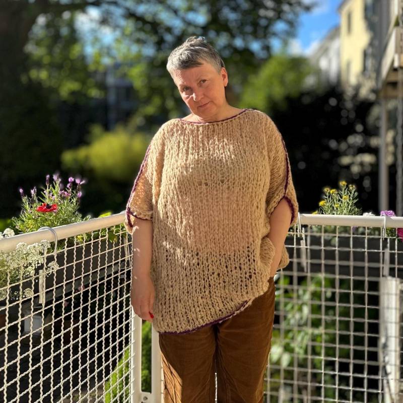 Handgestricktes Shirt Alpaka, Einzelstück, Oversized, Pullover, Kurzarm Sweater von ViolasWollWerk