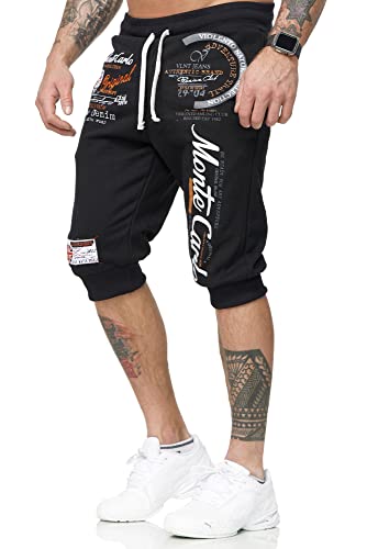 Bermuda-Shorts für den Sommer | leichte Baumwollhose mit Taschen | kurze Jogginghose für Herren bis xxxl | stylische Freizeithose in angesagtem JYX Freedom Design | dreiviertel Sporthose BM-1107, Schwarz, XL von Violento