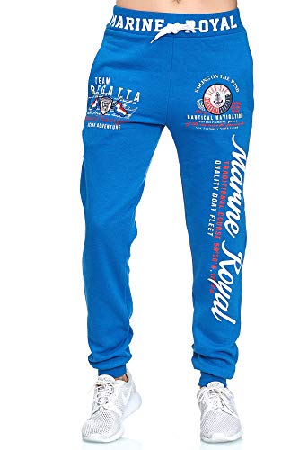 Violento Damen Jogginghose lang | Trainingshose Baumwolle | Sporthose mit Bündchen | Marine 512 Royal Blau | XXL von Violento