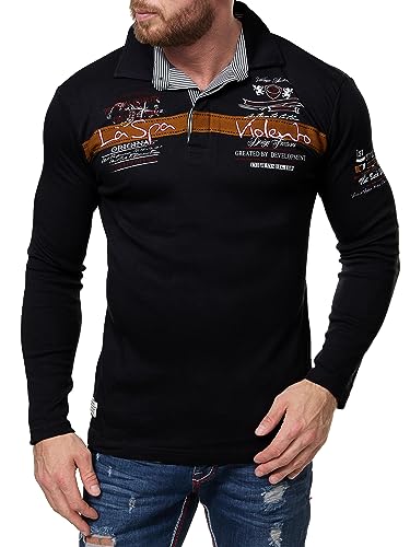 Herren Longshirt | Polo Longsleeve | Poloshirt Design | LA SPA VIOLENTO 7777 (S, SCHWARZ) von Violento