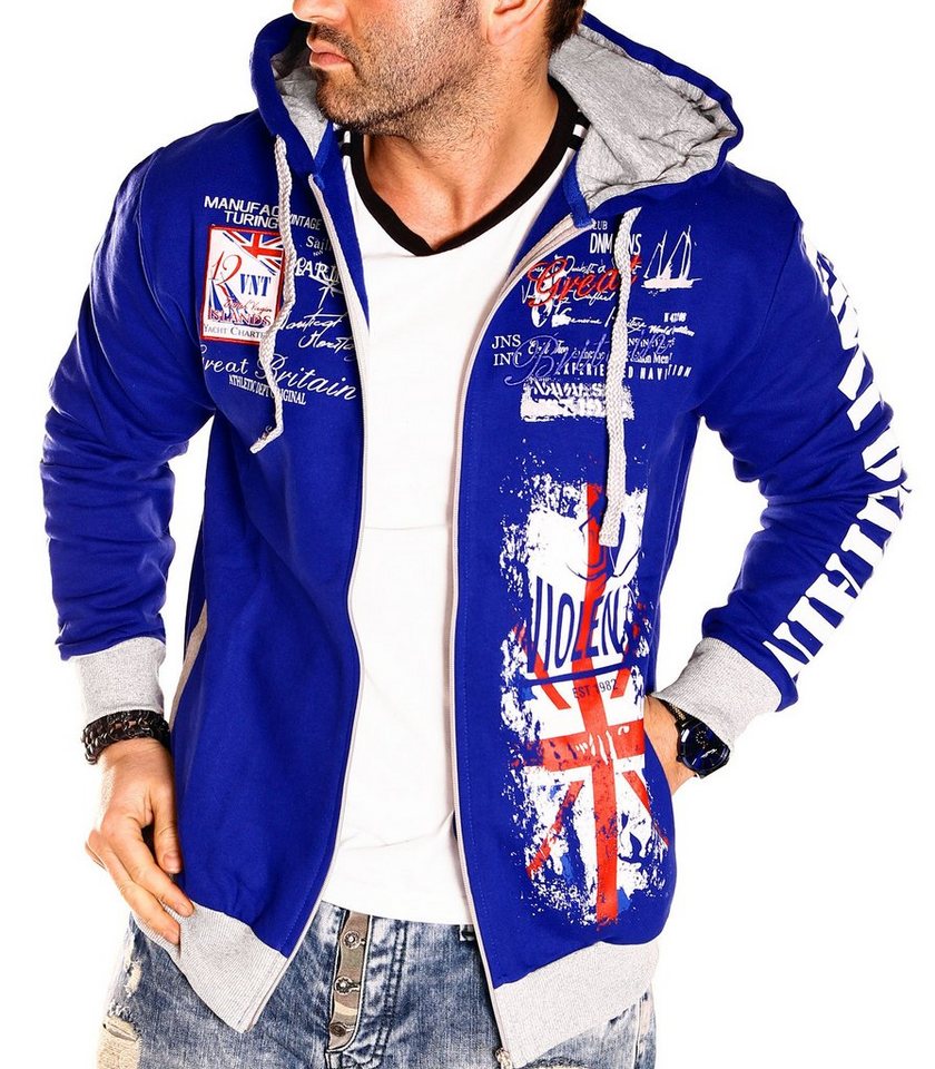 Violento Collegejacke Herren Sweatjacke Sportjacke Joggingjacke mit lässiger Kapuze USA US UK England von Violento