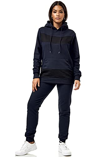 Violento Damen Jogging-Anzug | Sportlich mit Hoodie | Bauchtasche und Kapuze | Ohne Reißverschluss 502 | (M, Navy) von Violento