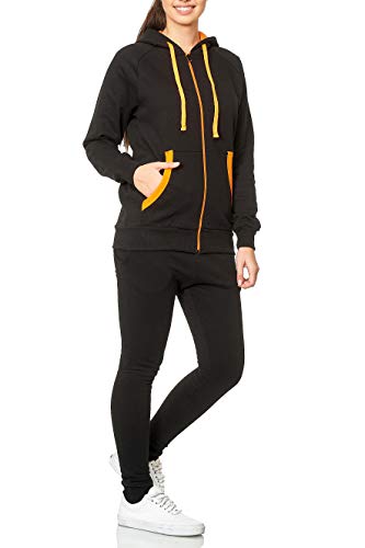 Violento Damen Jogging-Anzug | Uni 704 (XL, Schwarz-Orange) von Violento