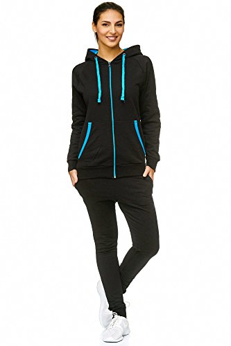 Violento Damen Jogging-Anzug | Uni 704 (XL-fällt groß aus, Schwarz-Blau) von Violento