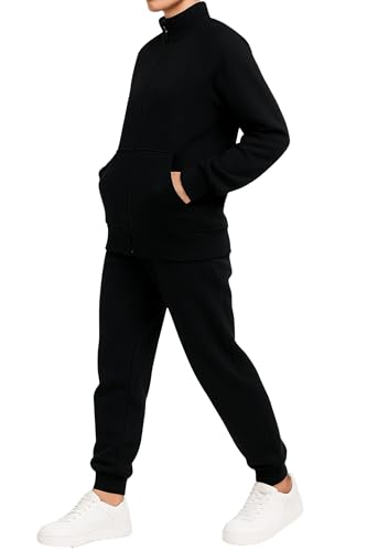 Violento Damen Jogginganzug | Ohne Kapuze | Mit Reißverschluss | 500A (XXL, Schwarz) von Violento