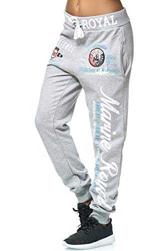 Violento Damen Jogginghose lang | Trainingshose Baumwolle | Sporthose mit Bündchen | Marine 512 Grau, M von Violento