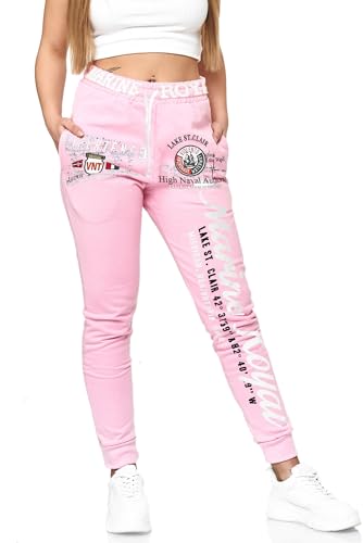 Violento Damen Jogginghose lang | Trainingshose Baumwolle | Sporthose mit Bündchen | Marine 512 Rose, 3XL von Violento