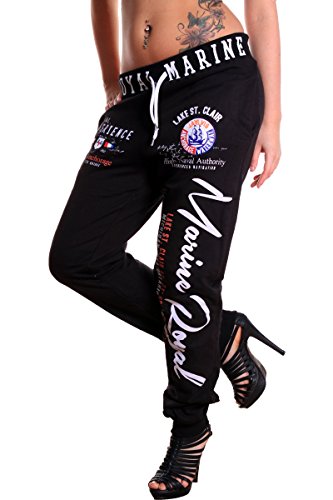 Violento Damen Jogginghose lang | Trainingshose Baumwolle | Sporthose mit Bündchen | Marine 512 Schwarz | XXL von Violento