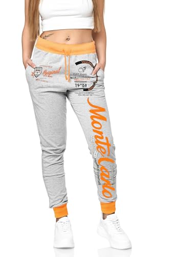 Violento Damen Lange Trainingshose | Monte Carlo 592 (Grau/Neonorange | XL) von Violento