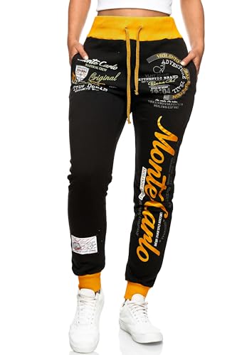 Violento Damen Lange Trainingshose | Monte Carlo 592 (Schwarz/Orange | L) von Violento