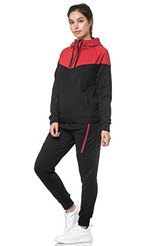 Violento Damen Trainingsanzug | 0984 (3XL, Schwarz-Rot) von Violento