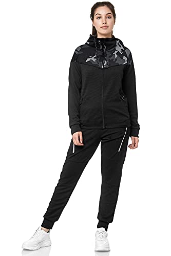 Violento Damen Trainingsanzug | 0984 (L, Schwarz-Camo) von Violento