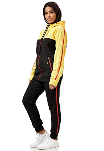 Violento Damen Trainingsanzug | 3750 (XXL, Schwarz-Gelb 3750) von Violento
