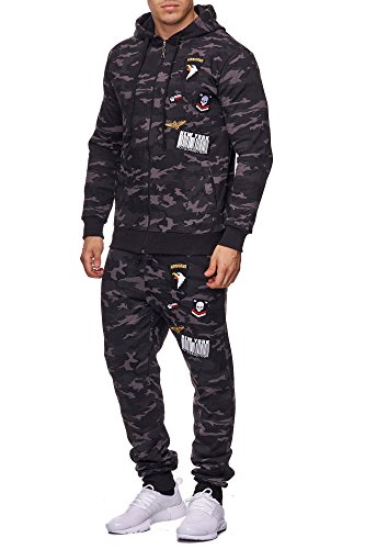 Violento Herren Jogging-Anzug | USA Patches 685 (3XL-Slim, Anthrazit-Camouflage) von Violento