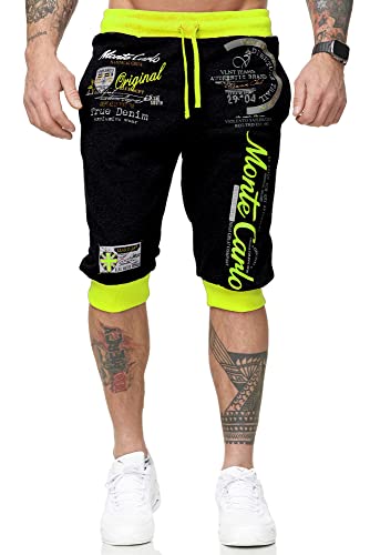 Violento Herren Shorts | Bermudashorts | Kurze Sommer-Hose | Caprihose | Monte Carlo 3761 (3XL, Schwarz Neon) von Violento