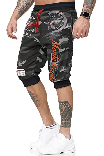 Violento Herren Shorts | Bermudashorts | Kurze Sommer-Hose | Caprihose | Monte Carlo 3761 (L, Antra-Rot-Camouflage) von Violento