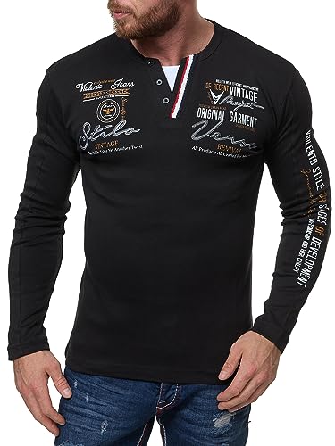 Violento Herren verwaschen Longshirt | Camp Vlnt Design 855 (3XL-Slim fit, Schwarz 855) von Violento