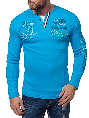 Violento Herren verwaschen Longshirt | Camp Vlnt Design 855 (XXL, Türkis 855) von Violento