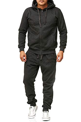 Violento Jogginganzug Herren Uni Colour Design 586 | Jogginghose und Reißverschlussjacke aus Baumwolle | Kapuze und Rippstrickbündchen (S, Anthrazit von Violento