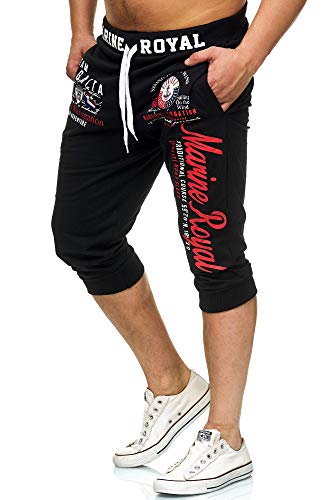 Violento Jogginghose Herren kurz | Shorts Bermuda | 100% Baumwolle | Kurze Sommerhose | Sport-Jogger | (Schwarz/Rot, L-Slim) von Violento