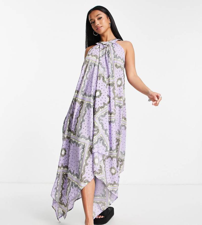 Violet Romance Petite - Luftiges, trapezförmiges Midikleid mit Tuchmuster-Bunt von Violet Romance Petite