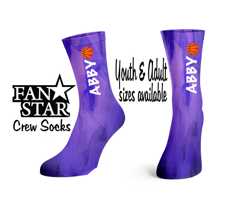 Personalisierte Basketball Crew Socken, Benutzerdefinierte Prism Erwachsene Oder Kinder, Perfektes Team Geschenk, Funkeln Schlicht von VioletVictoriaSports