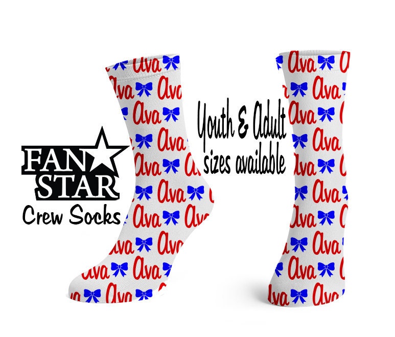 Personalisierte Cheer Bow Crew Socken, Benutzerdefinierte Cheerleading Erwachsene Oder Kinder, Perfektes Team Geschenk, Sparkle Plain von VioletVictoriaSports