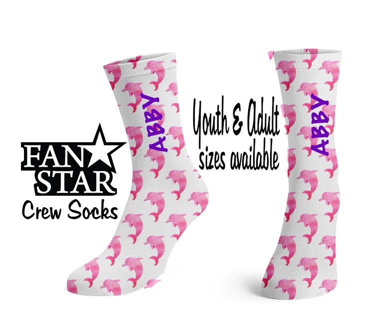 Personalisierte Delfin-Crew-Socken, Benutzerdefinierte Delfin-Socken Für Erwachsene Oder Kinder, Perfektes Teamgeschenk, Funkeln Schlicht Personalisierte Delfin-Crew-Socken, Benutzerdefinierte Delfin-Socken Für Erwachsene Oder Kinder, Perfektes Teamgeschenk, Funkeln Schlicht von VioletVictoriaSports