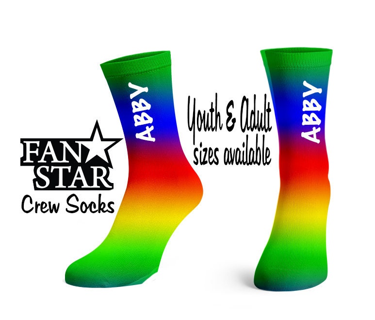 Personalisierte Rainbow Pride Crew Socken, Benutzerdefinierte Regenbogensocken, Erwachsene Oder Kinder, Perfektes Teamgeschenk, Funkeln Schlicht von VioletVictoriaSports