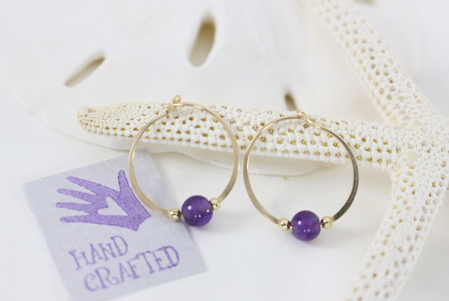 Gold Filled Creolen Amethyst Halbedelstein Perle Endlos Rund Handgemacht Gold Filled Creolen Amethyst Halbedelstein Perle Endlos Rund Handgemacht von VioletandVirtue