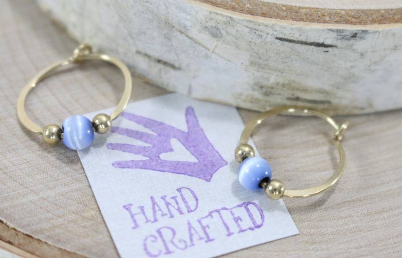 Gold Filled Creolen Glas Katzenauge Glasperlen Klassisch 1/2"Endlos Rund Handgefertigt Gold Filled Creolen Glas Katzenauge Glasperlen Klassisch 1/2"Endlos Rund Handgefertigt von VioletandVirtue