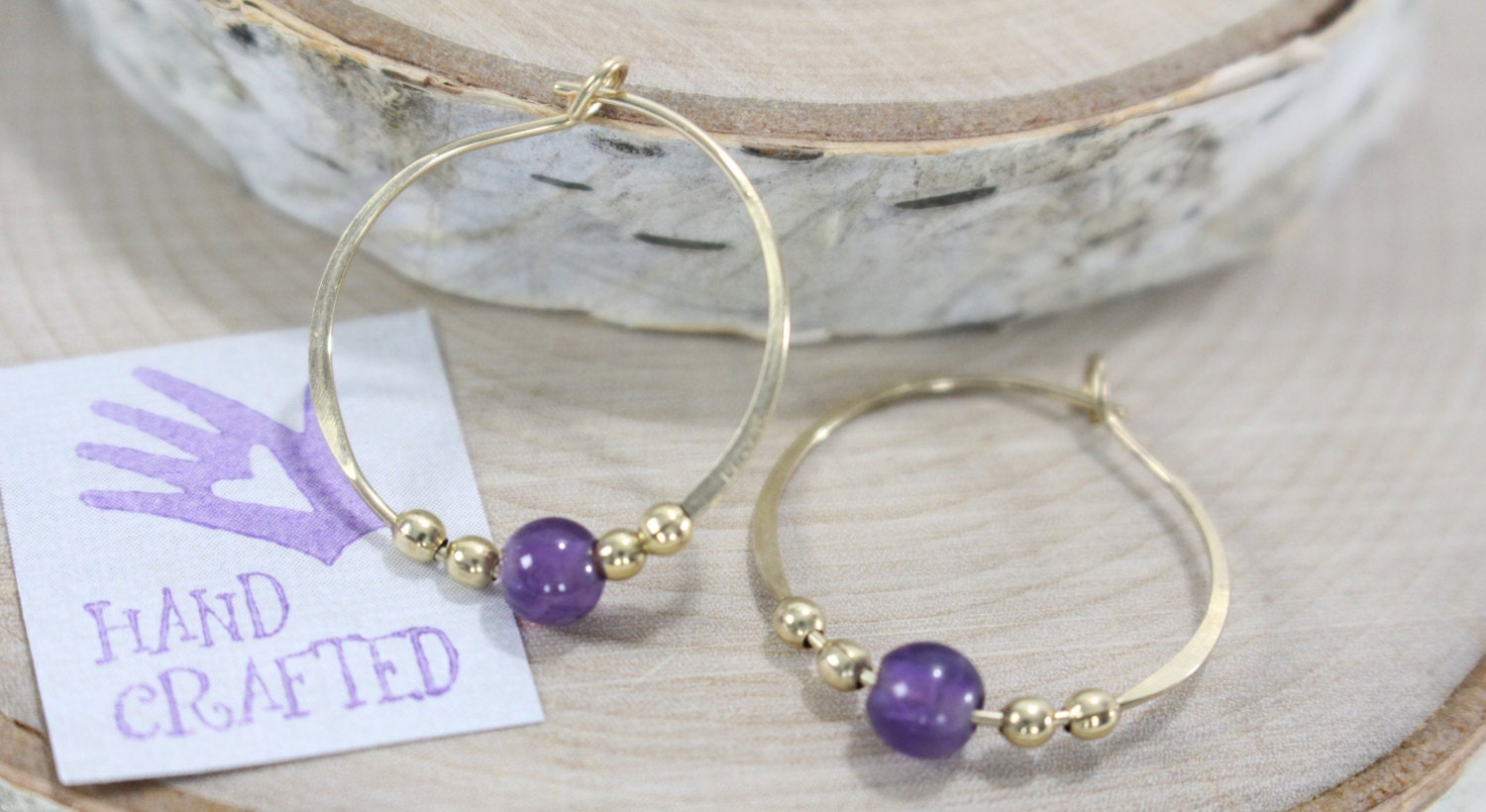 Gold Gefüllt Creolen Ohrringe Amethyst Perle Halb Edelstein Endlose Runden Handgefertigt Gold Gefüllt Creolen Ohrringe Amethyst Perle Halb Edelstein Endlose Runden Handgefertigt von VioletandVirtue