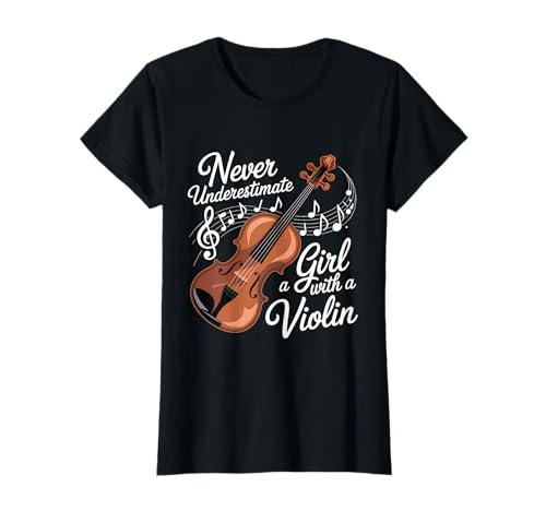 Unterschätzen Sie Niemals EIN Mädchen mit Einer Violine T-Shirt Unterschätzen Sie Niemals EIN Mädchen mit Einer Violine T-Shirt von Violin Instrument