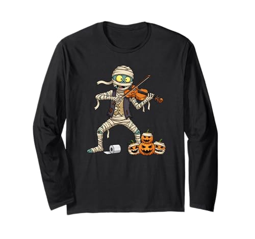 Lustige Violine Mumie Kürbis Halloween Kinder Herren Damen Langarmshirt Lustige Violine Mumie Kürbis Halloween Kinder Herren Damen Langarmshirt von Violin Lovers Cute Halloween Violinist Outfits