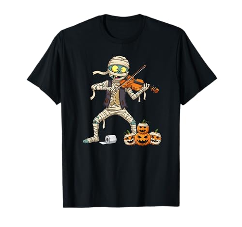 Lustige Violine Mumie Kürbis Halloween Kinder Herren Damen T-Shirt von Violin Lovers Cute Halloween Violinist Outfits