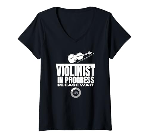 Damen Violinist in Progress Loading Funny Violine T-Shirt mit V-Ausschnitt von Violin Player And Violin Teacher Gifts
