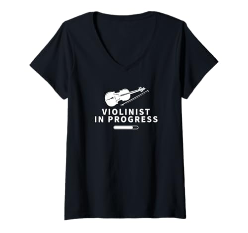 Damen Violinist in Progress Loading Funny Violine T-Shirt mit V-Ausschnitt von Violin Player And Violin Teacher Gifts