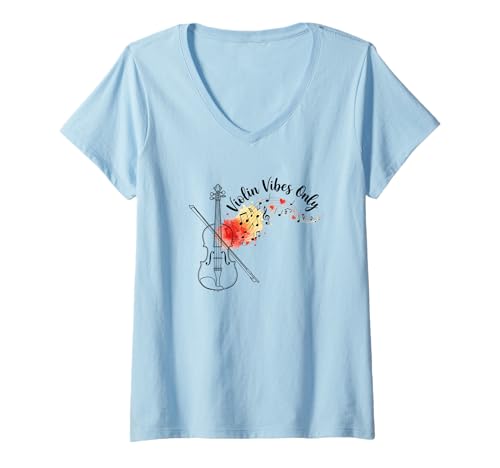 Damen Violin Vibes Only Künstlerischer Musiker Orchesterkunst T-Shirt mit V-Ausschnitt von Violin Player Orchestra Recital Musician Design