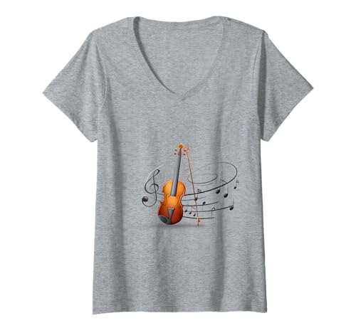 Damen Violinmusiker Bratschspieler Cello Orchester Musikspieler T-Shirt mit V-Ausschnitt Damen Violinmusiker Bratschspieler Cello Orchester Musikspieler T-Shirt mit V-Ausschnitt von Violin Shopp