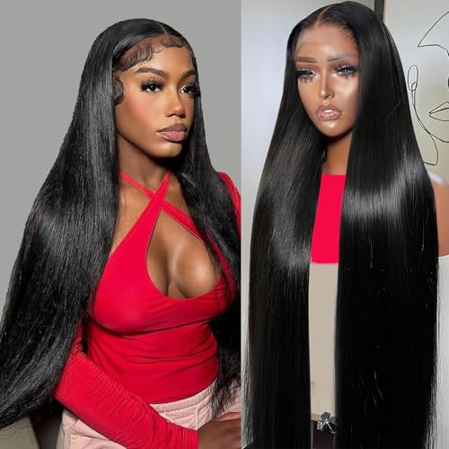 VIOLLY 76,2 cm lange gerade Lace-Front-Perücke aus Echthaar, 13 x 4 HD, transparent, gerade Spitzenfront-Perücke für Frauen, Echthaar-Perücke mit 180-Grad-Dichte von Violly