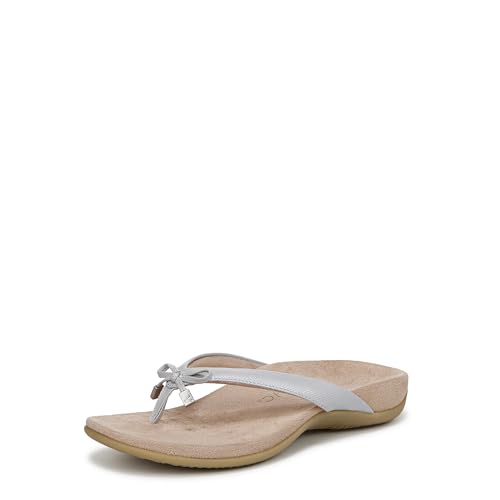 Vionic Damen Bella Flache Sandale, Vapor Grey Leather, 37 EU Weit von Vionic