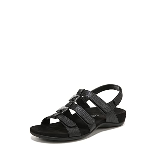 Vionic Damen Damen Rest Bernstein Rückengurt Sandale - Damen Verstellbare Wandersandalen mit verdeckter orthopädischer Fußgewölbeunterstützung, Schwarz, Krokodil, 41 EU von Vionic