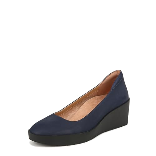 Vionic Women's Wedge Heel Sereno Shoes with Arch Support Wide Fit, Navy, 4.5 UK Wide von Vionic