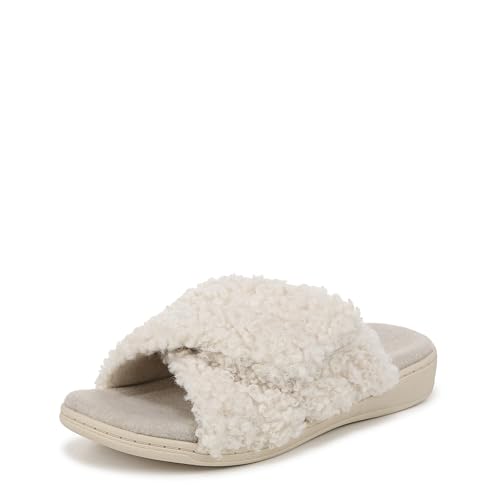Vionic Women's Relax Ii Slides Slipper, Cream White Fabric, 38.5 EU von Vionic