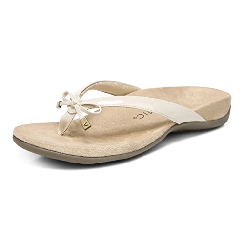 Vionic Damen Rest Bella Toe Post Sandale,Stützende Damen Orthopädische Sandalen mit drei Zonen Komfort mit Fußgewölbeunterstützung,Flip Flop für Damen, mittlere und breite Größe 38-47, Cream, 36.5 EU von Vionic