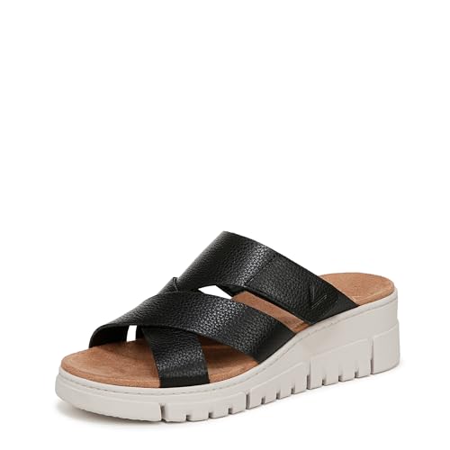 Vionic Damen Uptown Sunset Keil-Sandale, Schwarzes Leder, 39 EU von Vionic