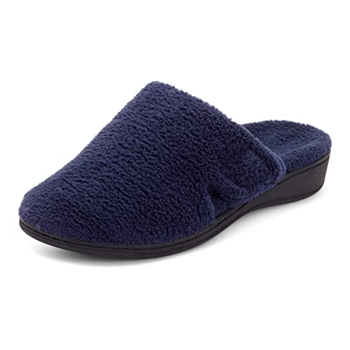 Vionic Damen Gemma Mule Slipper - Bequeme Spa Haus Hausschuhe mit drei Zonen Komfort mit orthopädischer Einlegesohle Fußgewölbeunterstützung, weiche Hausschuhe für Damen, Navy II, 39 EU von Vionic