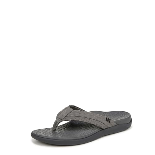 Vionic Men's Mtide Ii Flip-Flop, Charcoal Grey Leather, 40 EU von Vionic