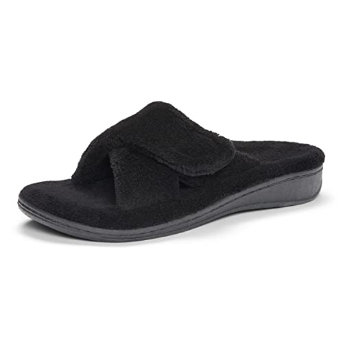 Vionic Indulge Relax Damen Pantoffeln Weiche Hausschuhe mit Dreizonen-Komfort bei Fersenschmerzen und Plantarfasziitis, mit orthopädischer Einlegesohle, Fußgewölbeunterstützung, Schwarz , 39.5 EU von Vionic